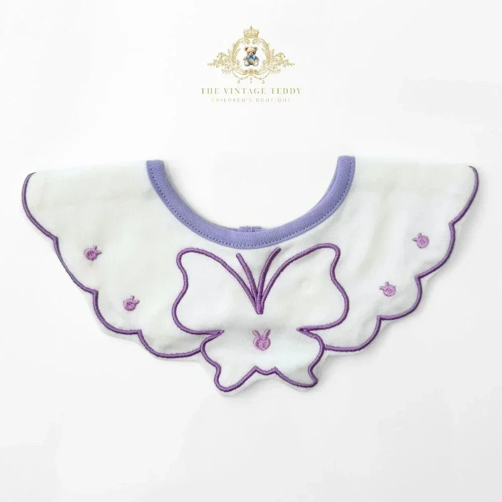 NWT Lovely Boutique Embroidered Girls Baby Bibs Tulips & Butterflies Set of 3